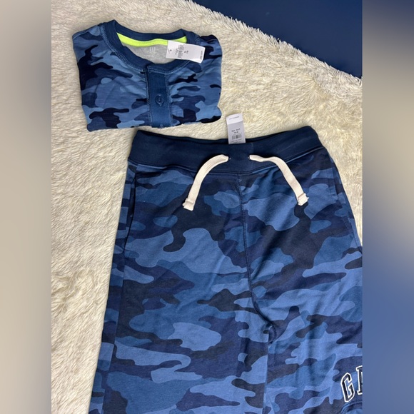 GAP big boys shirt and shorts -blue camouflage NEW - Picture 7 of 15